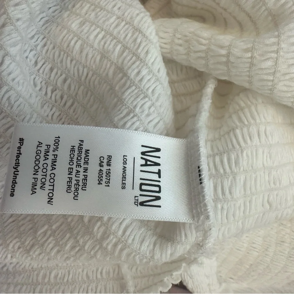 Nation LTD Abrielle Femme Cut-Out Med Ivory Women's Top 3/4 Balloon Puff Sleeve - Picture 7 of 8